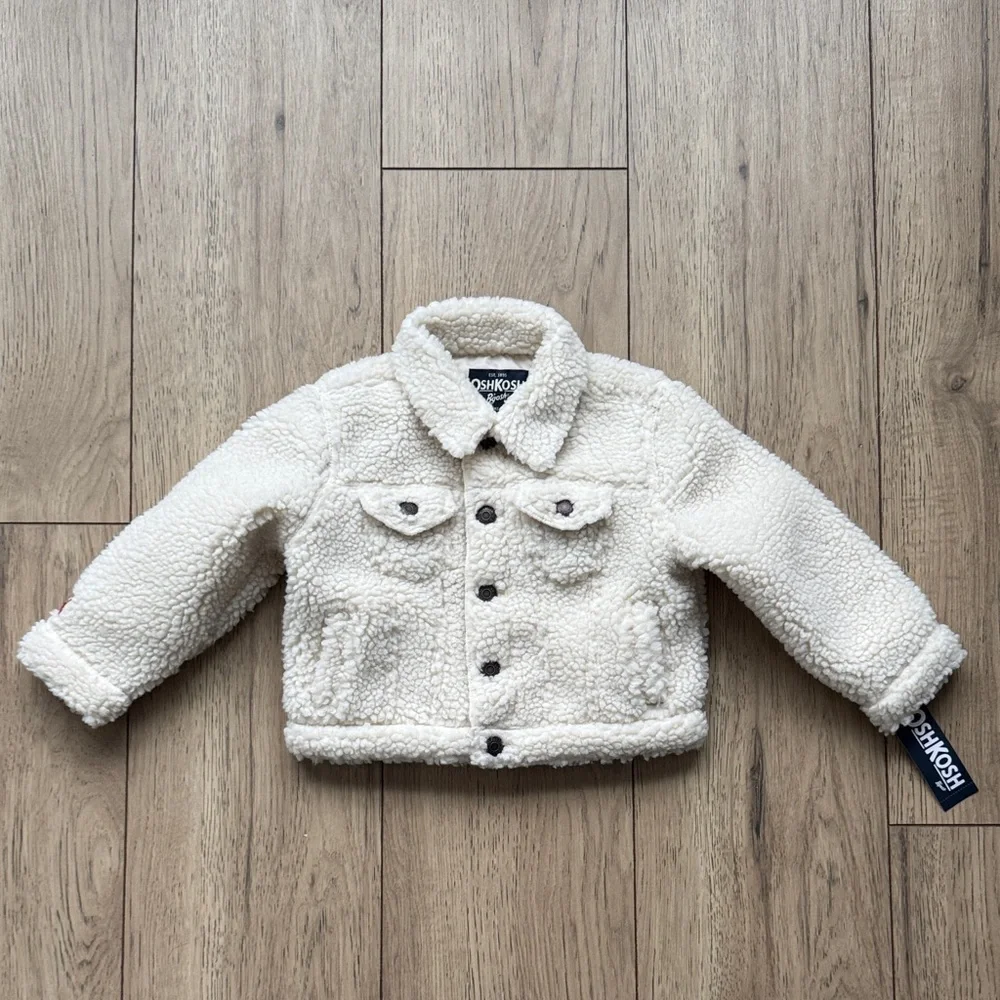 OshKosh B'gosh Teddy Fleece Cream Jacket Toddler 2T NWT New